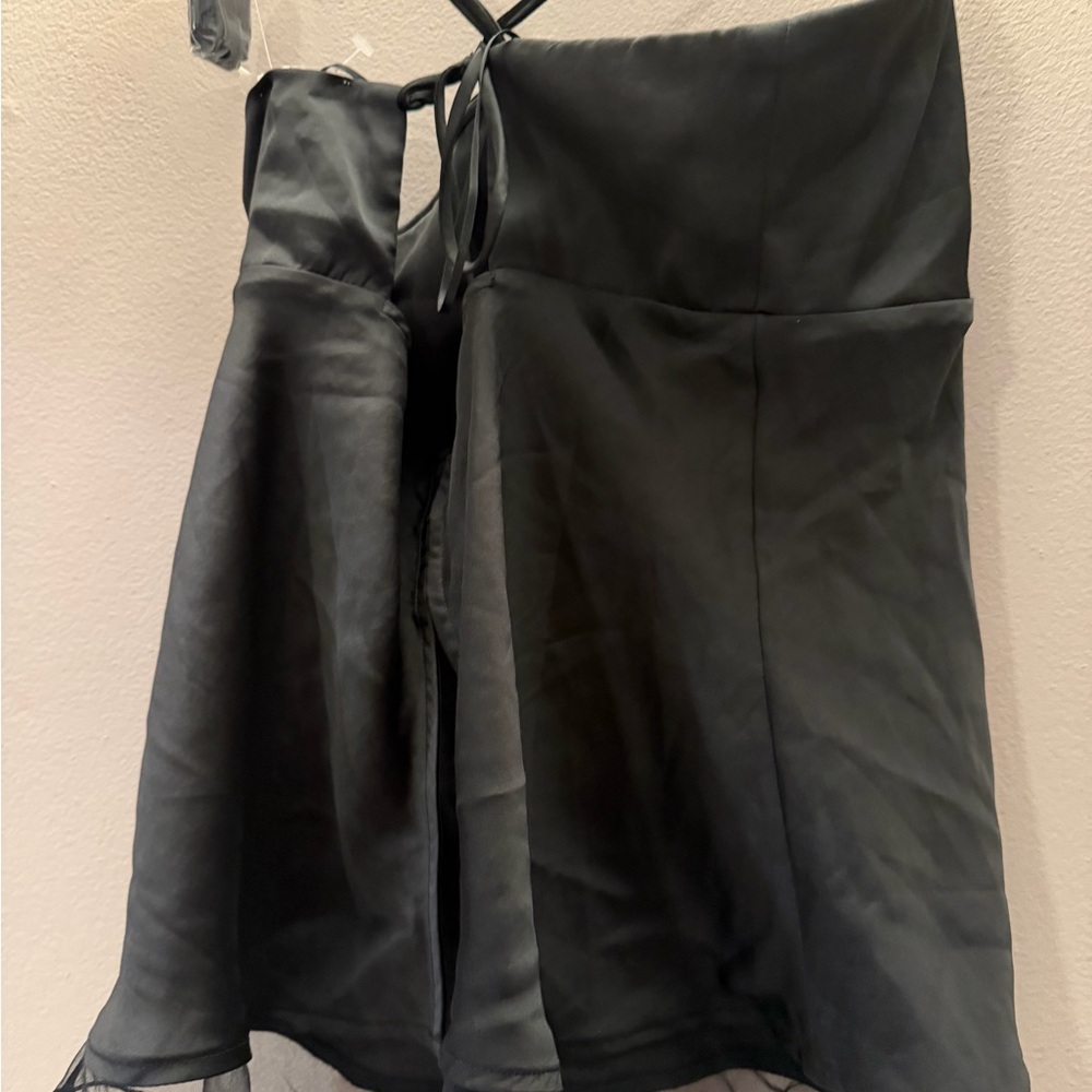 Intimately Free People Black Cowl Neck Cami Top Sheer Mesh Hem Medium - Picture 4 of 5